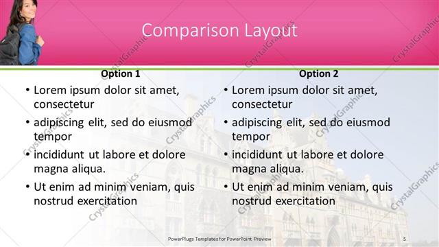 Comparison presentation slide layout