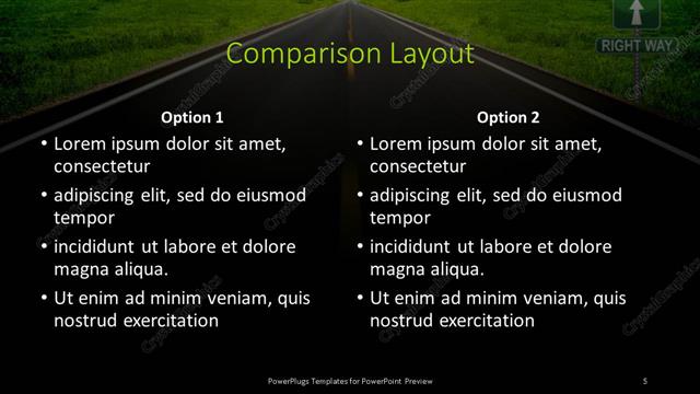 Comparison presentation slide layout