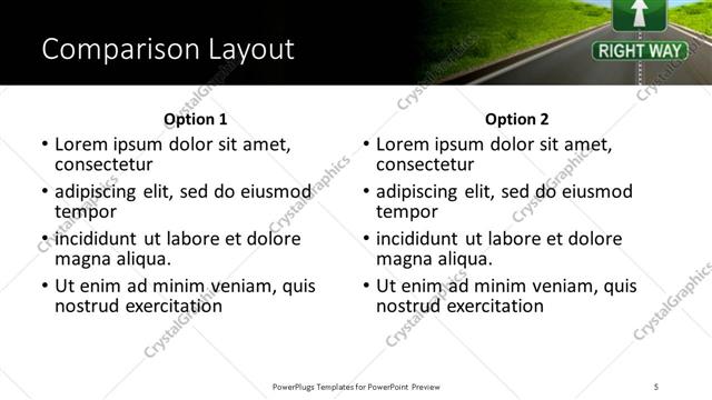 Comparison presentation slide layout