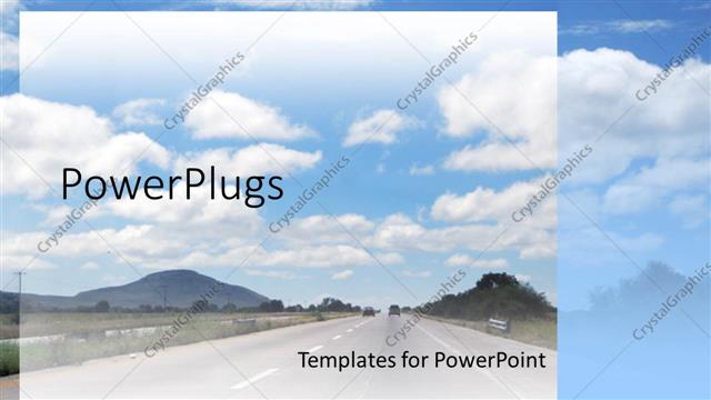  Presentation with driving road - Highway with distant cars, blue sky, driving