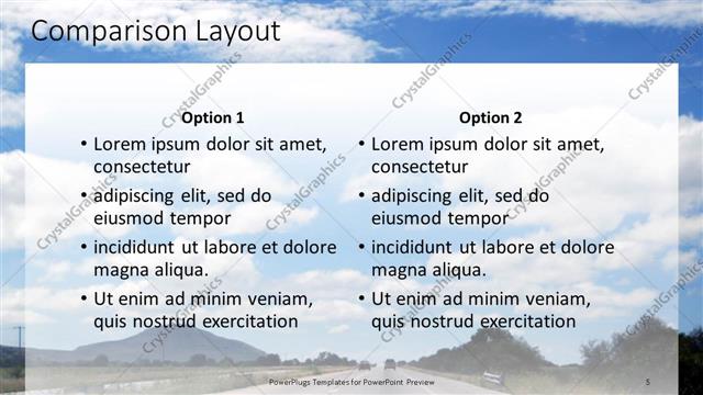 Comparison presentation slide layout
