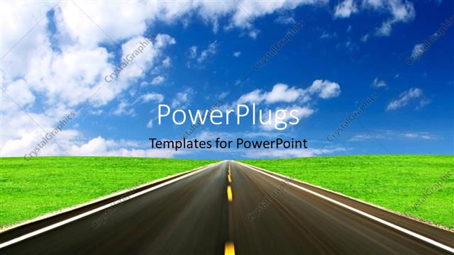  Presentation with field - Highway in green field with blue cloudy sky overhead