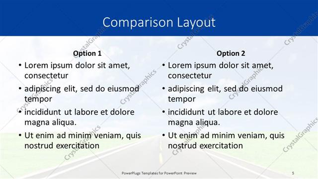 Comparison presentation slide layout