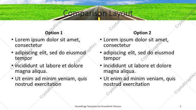 Comparison presentation slide layout