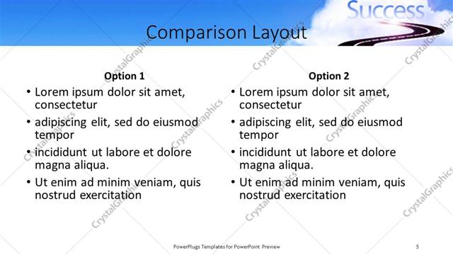 Comparison presentation slide layout