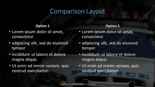 Comparison presentation slide layout