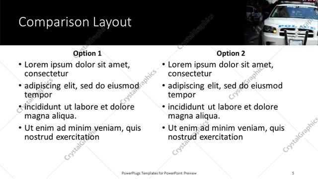 Comparison presentation slide layout