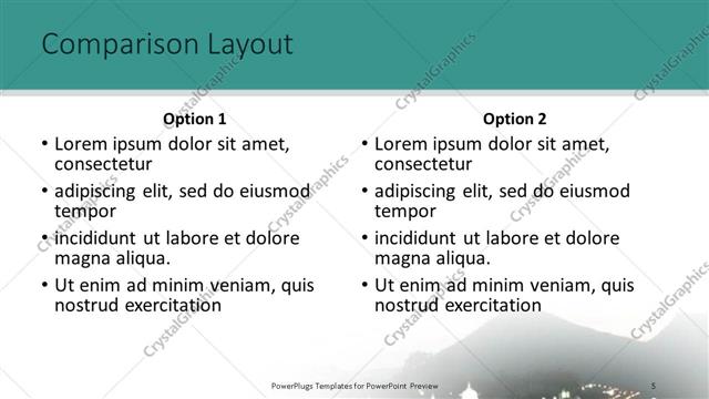 Comparison presentation slide layout