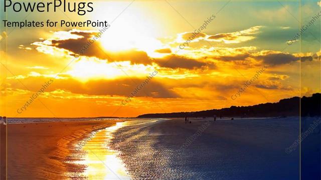  Presentation with sunset beach - Hilton head beach with beautiful sunset and reflection on water