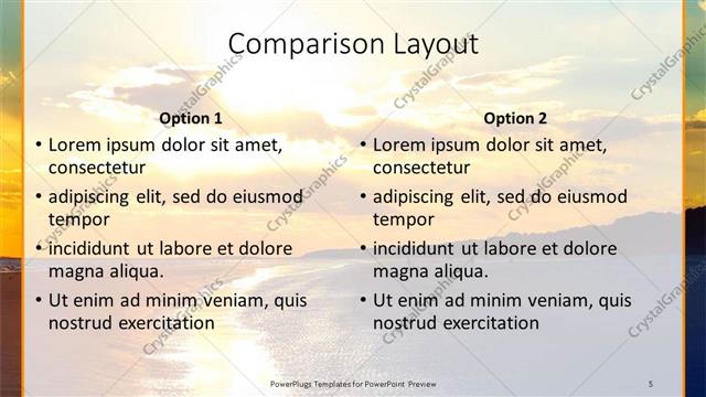 Comparison presentation slide layout