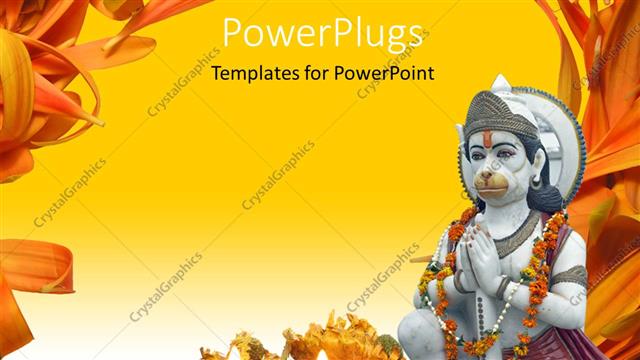  Presentation with hindu god - A Hindu god statue with yellowish background