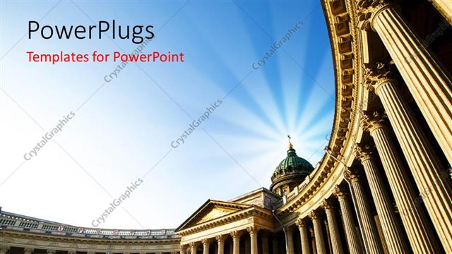  Presentation with building - A historical building with a bluish background