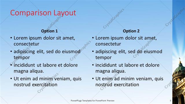 Comparison presentation slide layout