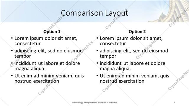 Comparison presentation slide layout