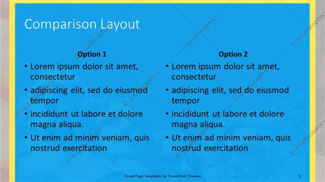 Comparison presentation slide layout