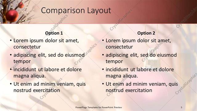 Comparison presentation slide layout