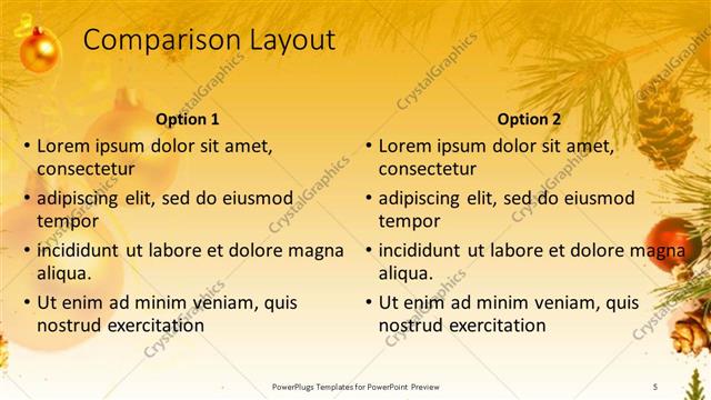 Comparison presentation slide layout