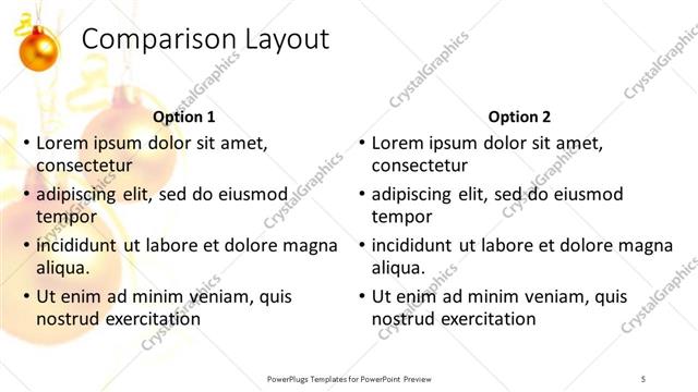 Comparison presentation slide layout