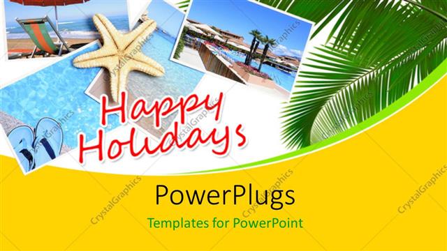  Presentation with fish beach - Holiday collage over a beach with different pictures of water, star fish, beach tree