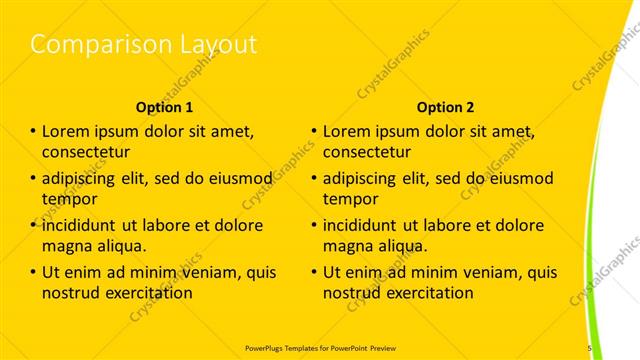Comparison presentation slide layout