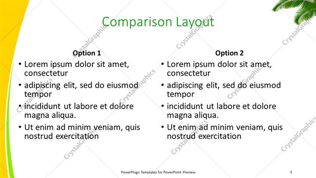 Comparison presentation slide layout