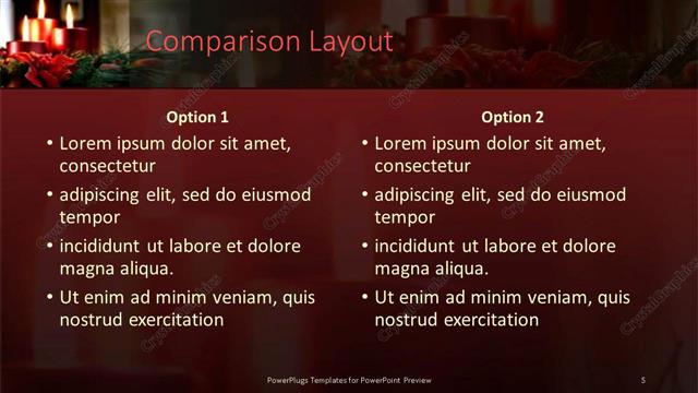 Comparison presentation slide layout