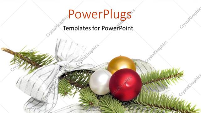  Presentation with holiday - Holiday decorations christmas tree ribbons balls white background