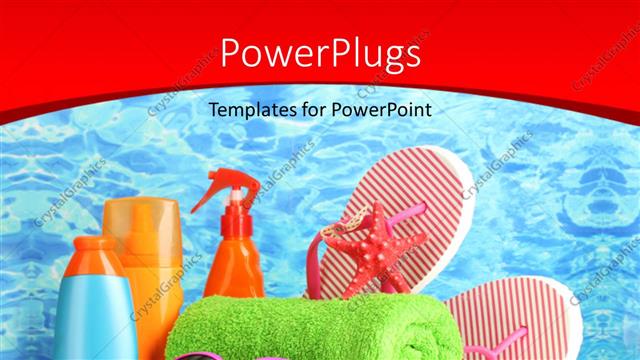  Presentation with accessories - Holiday depiction with sun glasses green towel and other beach accessories