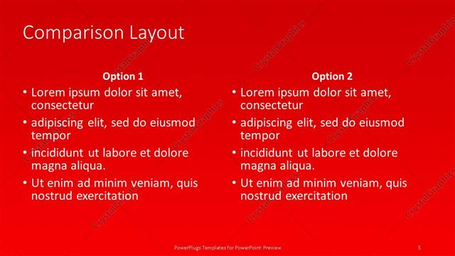 Comparison presentation slide layout