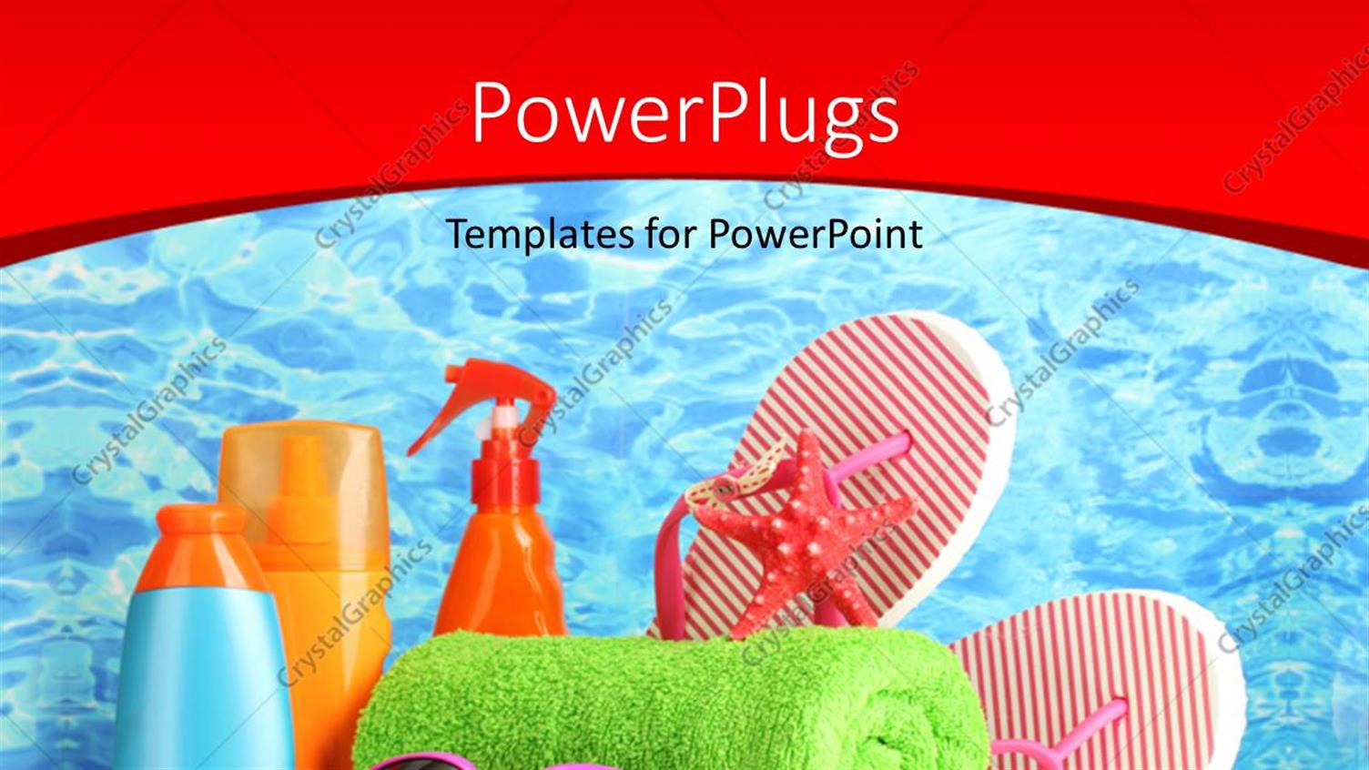 Featuring Holiday Depiction with Sun Glasses Green Towel and other Beach Accessories