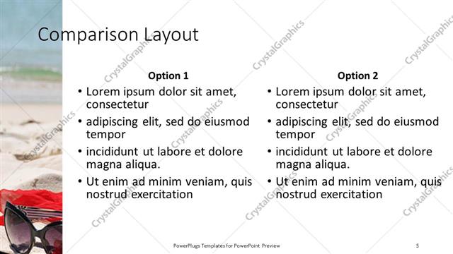 Comparison presentation slide layout