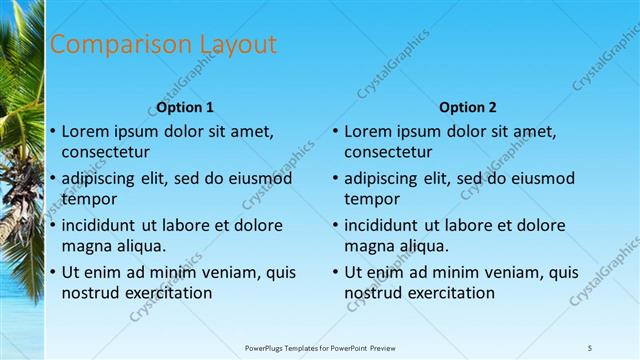 Comparison presentation slide layout