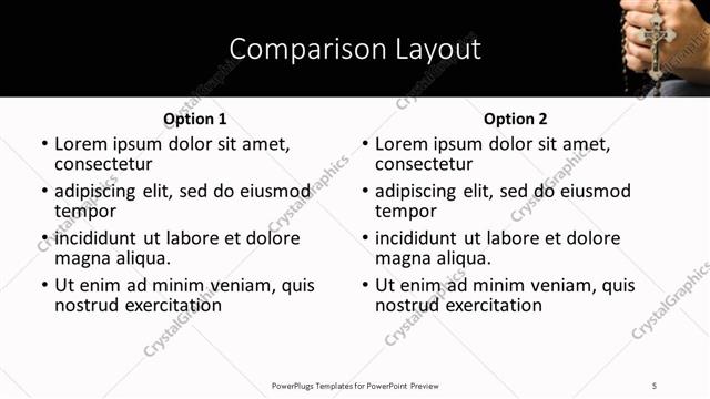 Comparison presentation slide layout
