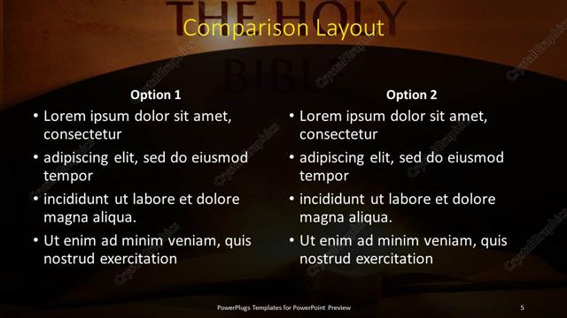 Comparison presentation slide layout