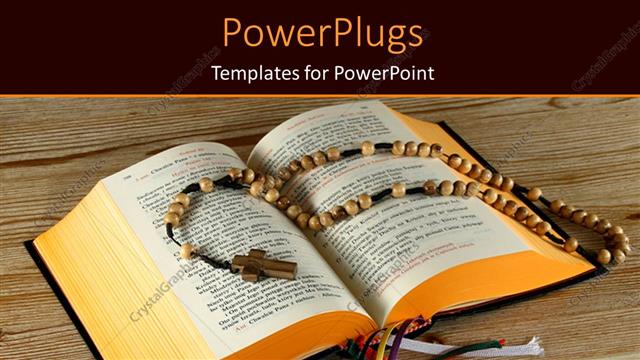  Presentation with holy bible - A holy bible with a number of beads in the background