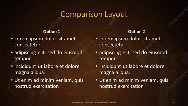 Comparison presentation slide layout