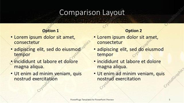Comparison presentation slide layout