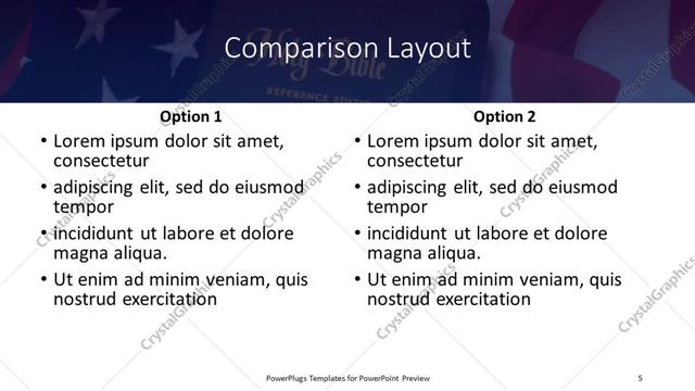 Comparison presentation slide layout