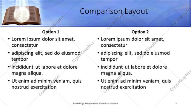 Comparison presentation slide layout