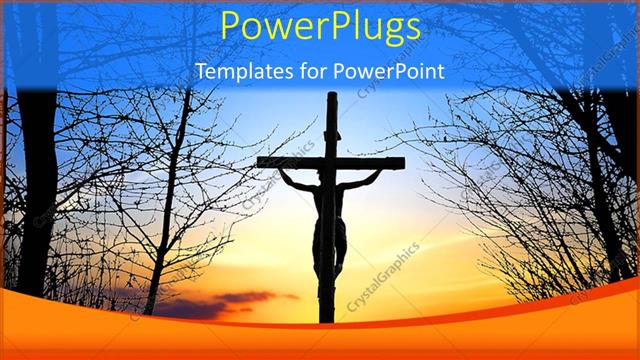  Presentation with holy - A sunset view?of cross in the midst of dried trees