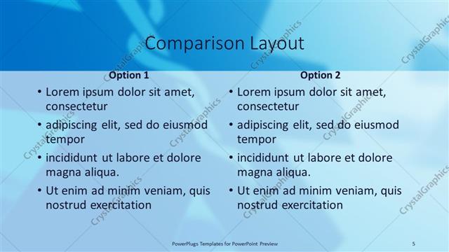 Comparison presentation slide layout