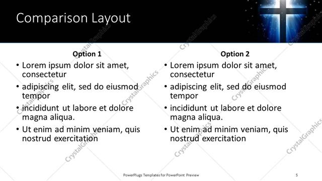 Comparison presentation slide layout