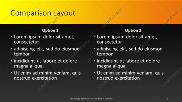 Comparison presentation slide layout