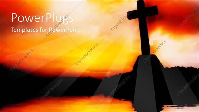  Presentation with holy water cross - A holy cross with its reflection in water