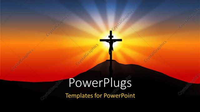  Presentation with holy - A holy cross with the sunset in the background