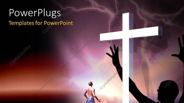  Presentation with cross - A holy cross with various people praying