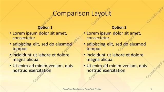 Comparison presentation slide layout