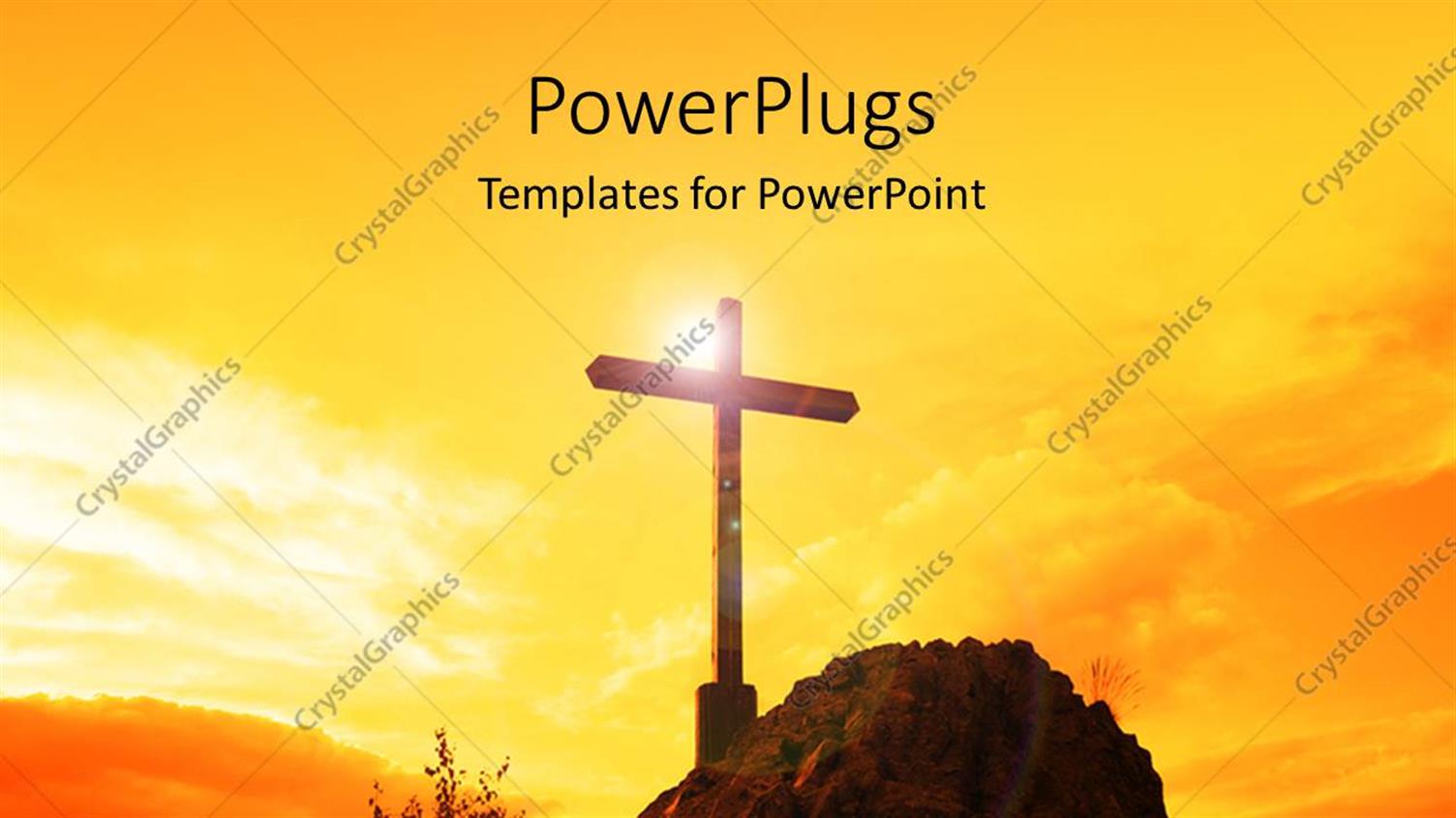Featuring a Holy Cross with Yellowish Background and Place for Text