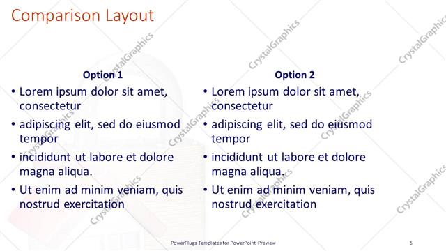 Comparison presentation slide layout