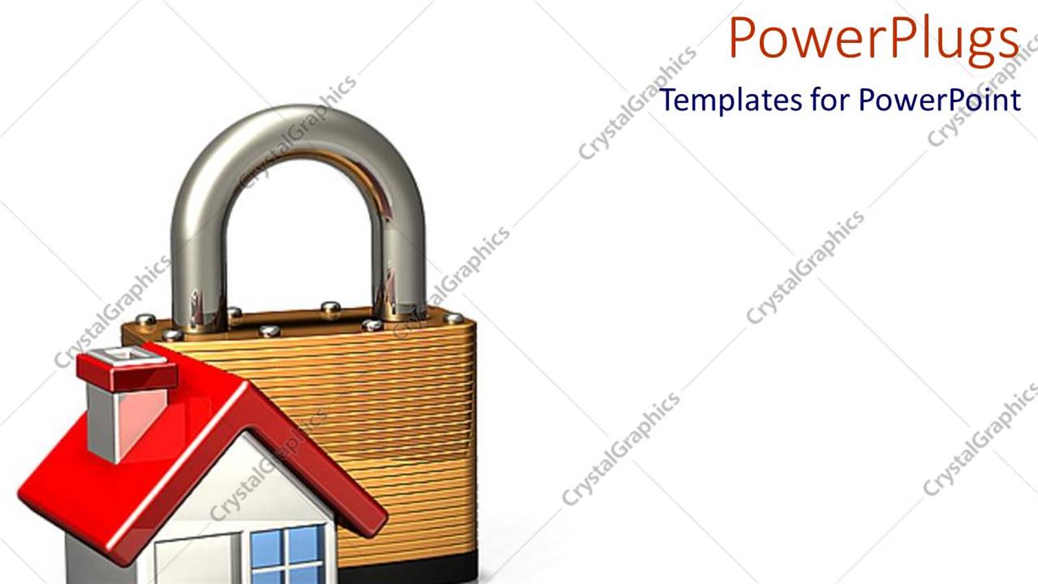 Featuring Home Security Metaphor with House and Padlock